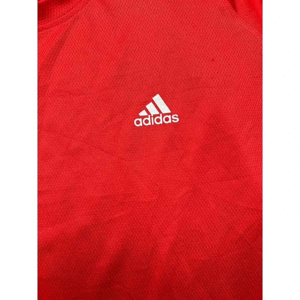 Adidas Training Shirt 100% Polyester Red Black Size Large Mens